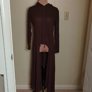 Elegant Brown Hi Low Tunic Dress